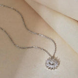925 Silver Sunflower Rotating Pendant Necklace Birthday Jewelry
