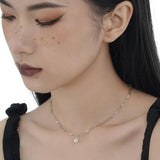 ZFSILVER S925 Sterling Silver Oval Baroque Necklace For Women