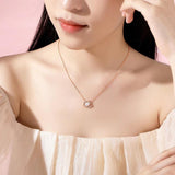 925 Silver Clover Pearl Necklace Geometric Rose Chain