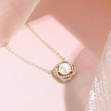 925 Silver Clover Pearl Necklace Geometric Rose Chain