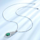 925 Silver Necklace Oval Emerald Gemstone Pendant