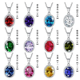 Sterling Silver Oval Birthstone Necklace for Women