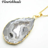 Natural Geode Drusy Agate Stone Pendant Jewelry Supplies