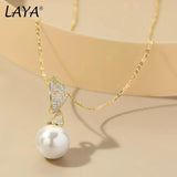 LAYA Pendant Necklace Shell Pearl 925 Sterling Silver Jewelry