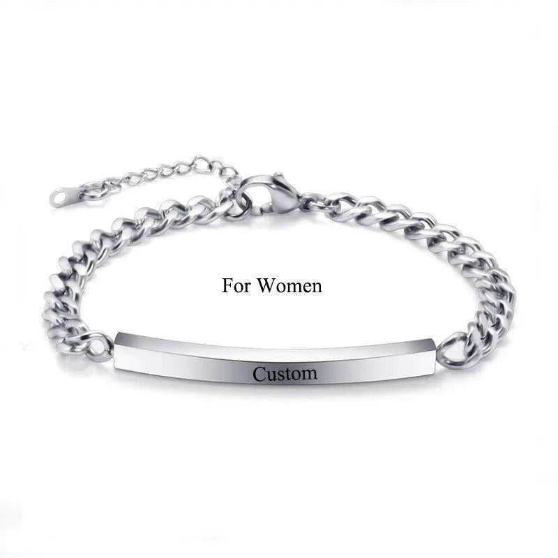 Personalized Name Bracelet Charms Engraved Gift Love Bangle Jewelry
