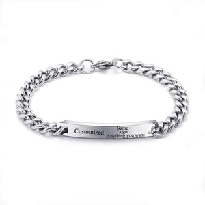 Personalized Name Bracelet Charms Engraved Gift Love Bangle Jewelry