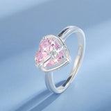 Pink Heart Pendant Necklace Set 925 Sterling Silver