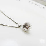 925 Silver Necklace, 6mm Shell Pearl & Zircon, 40/45cm+5cm Chain