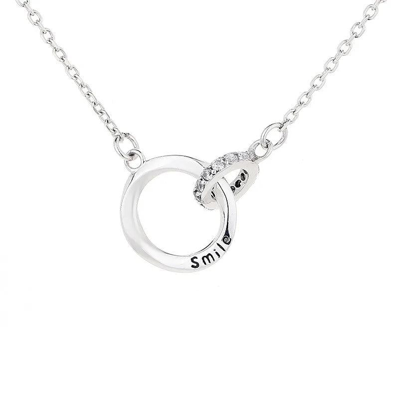 ZFSILVER S925 Sterling Silver Diamond-set Circle Letter Necklace