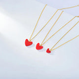 925 Sterling Silver Red Heart Choker Necklace for Women