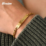 Engraved Name Bracelets Thick Cuban Chain Couple Bracelet