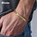 Engraved Name Bracelets Thick Cuban Chain Couple Bracelet