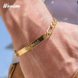 Engraved Name Bracelets Thick Cuban Chain Couple Bracelet