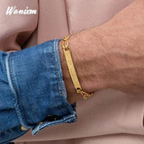 Engraved Name Bracelets Thick Cuban Chain Couple Bracelet