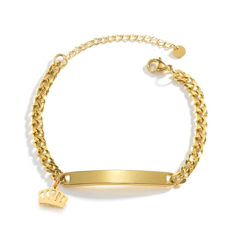 Personalized Steel Bracelet with Date Symbol & Crown Design