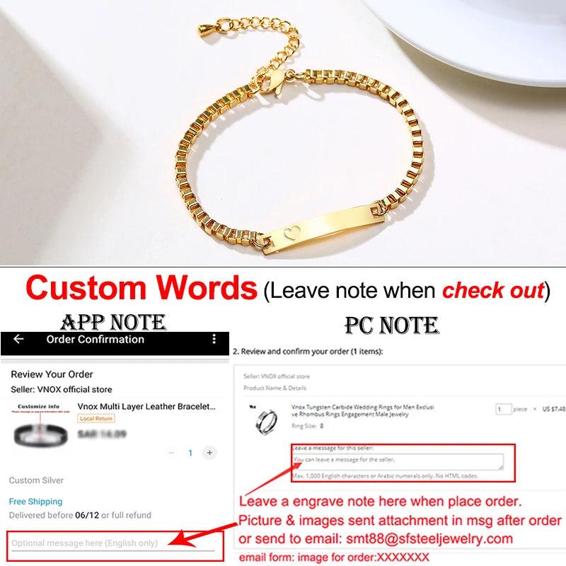 Family Names Bracelets Stainless Steel Personalized Gift