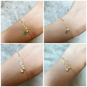 Flower Bracelet Birth Flowers Jan-Dec Stainless Steel Jewelry Gift