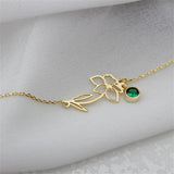 Flower Bracelet Birth Flowers Jan-Dec Stainless Steel Jewelry Gift