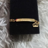 Personalized Women's Bracelet Engraved Name Heart Cuban Chain