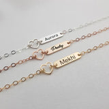 Personalized Women's Bracelet Engraved Name Heart Cuban Chain