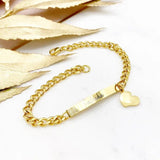 Personalized Women's Bracelet Engraved Name Heart Cuban Chain