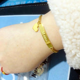 Personalized Women's Bracelet Engraved Name Heart Cuban Chain