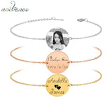 Personalised Engraved Name Date Photo Bracelet Round Stainless Steel