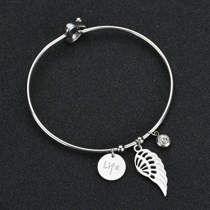 Heart Infinite Map Feather Bangles Women Personalized Bracelets