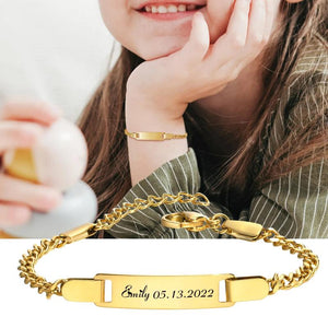 Child Baby Bracelet, Engrave Name Date Stainless Steel Personalized Gift