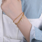 Zircon Alphabet Pendant Bracelet Women Summer Beach Jewelry