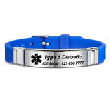 Engraved Silicone Medical Alert Band ID Bracelet