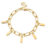 Stainless Steel Rory Chain Link Bracelets with Charms Personalized Name Bangles