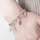 Stainless Steel Rory Chain Link Bracelets with Charms Personalized Name Bangles