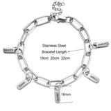 Stainless Steel Rory Chain Link Bracelets with Charms Personalized Name Bangles