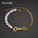 Personalized Name Beads Bracelet - Stainless Steel Bangle