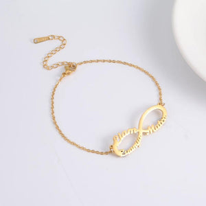 Fishhook Infinity Personalized Bracelet Name Date Bangle Link Chain Family Gift