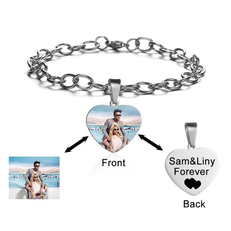 Personalized Name Bracelet with Heart Charm - Friendship Gift