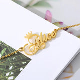 Personalized Name Bracelets Stainless Steel Charm Crown Bracelet Bangle