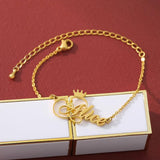 Personalized Name Bracelets Stainless Steel Charm Crown Bracelet Bangle