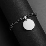 ID Tag Bracelets Engraved Name Date Photo Stainless Steel Adjustable Bangles