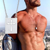 Men Cross Scapular Necklaces Stainless Steel