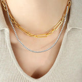 Zircon Clavicle Necklace Women's Double Layer Twin Necklace
