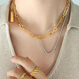 Zircon Clavicle Necklace Women's Double Layer Twin Necklace
