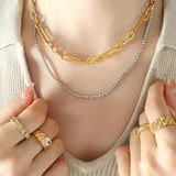 Zircon Clavicle Necklace Women's Double Layer Twin Necklace