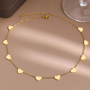Hearts Choker Chain Stainless Steel Necklace for Women