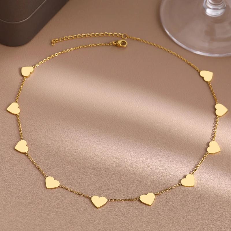 Hearts Choker Chain Stainless Steel Necklace for Women
