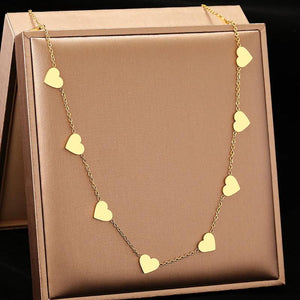 Hearts Choker Chain Stainless Steel Necklace for Women