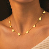 Hearts Choker Chain Stainless Steel Necklace for Women