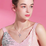 Retro CZ Cross Choker Necklace Silver Crystal Pendant Jewelry