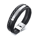 Personalized Engrave Leather Bracelet with ID Bangle